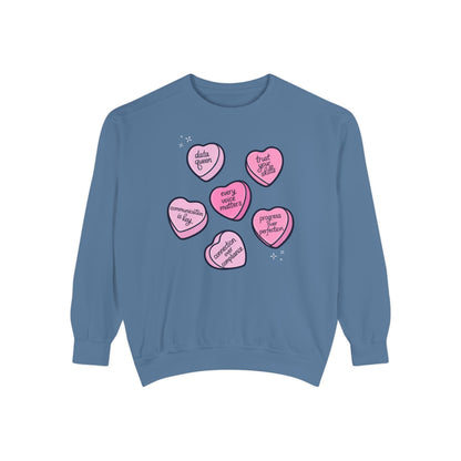 Candy Hearts Comfort Colors Sweatshirt