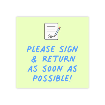 Please Sign & Return Post-it® Note Pad | Green & Blue