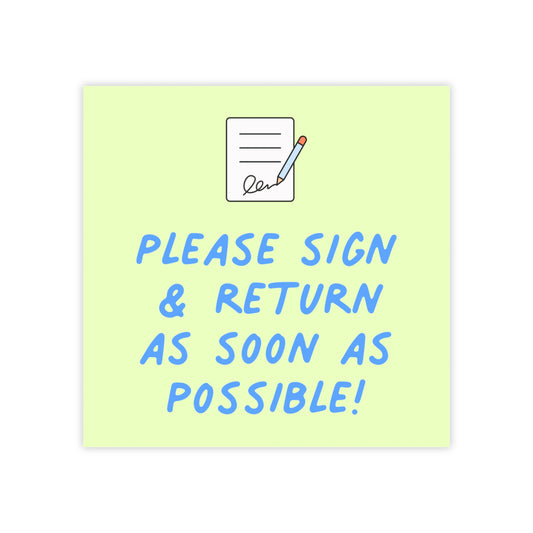 Please Sign & Return Post-it® Note Pad | Green & Blue