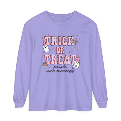 Trick or Treat People With Kindness Long Sleeve Comfort Colors T-Shirt