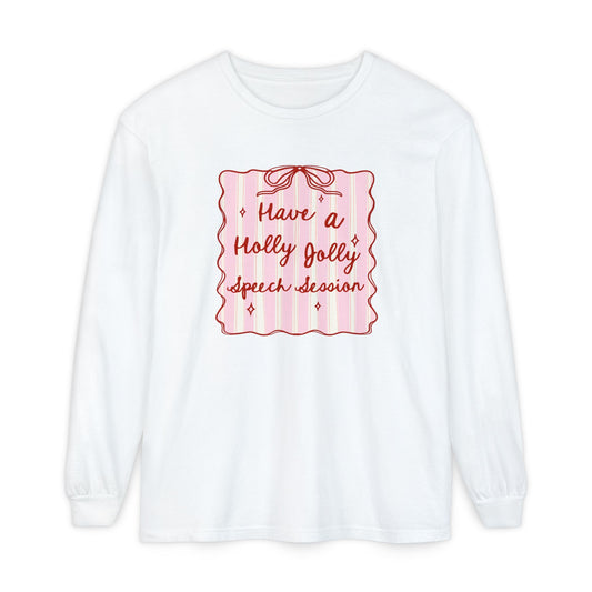 Holly Jolly Speech Session Long Sleeve Comfort Colors T-Shirt