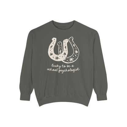 Lucky School Psychologist Horseshoe Comfort Colors Sweatshirt