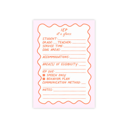 IEP At A Glance Post-it® Note Pad | Pink & Coral
