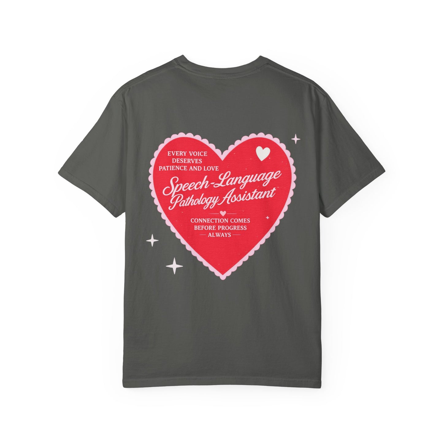 SLPA Heart Patch Comfort Colors T-Shirt | Front and Back Print