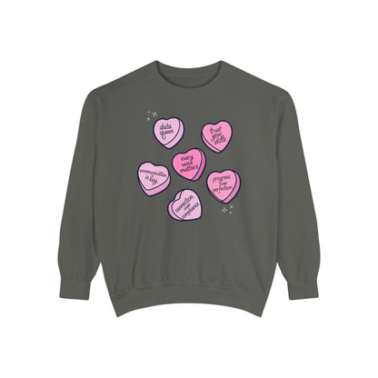 Candy Hearts Comfort Colors Sweatshirt