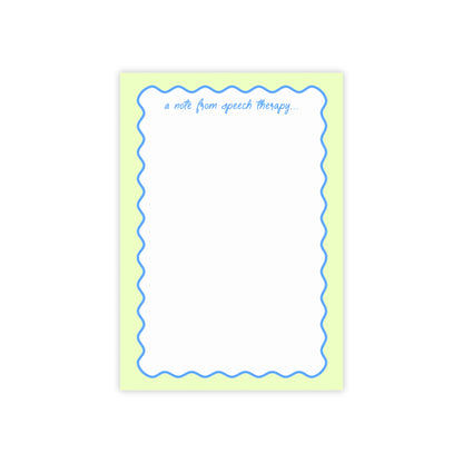 A Note from Speech Therapy Post-it® Note Pad | Green & Blue