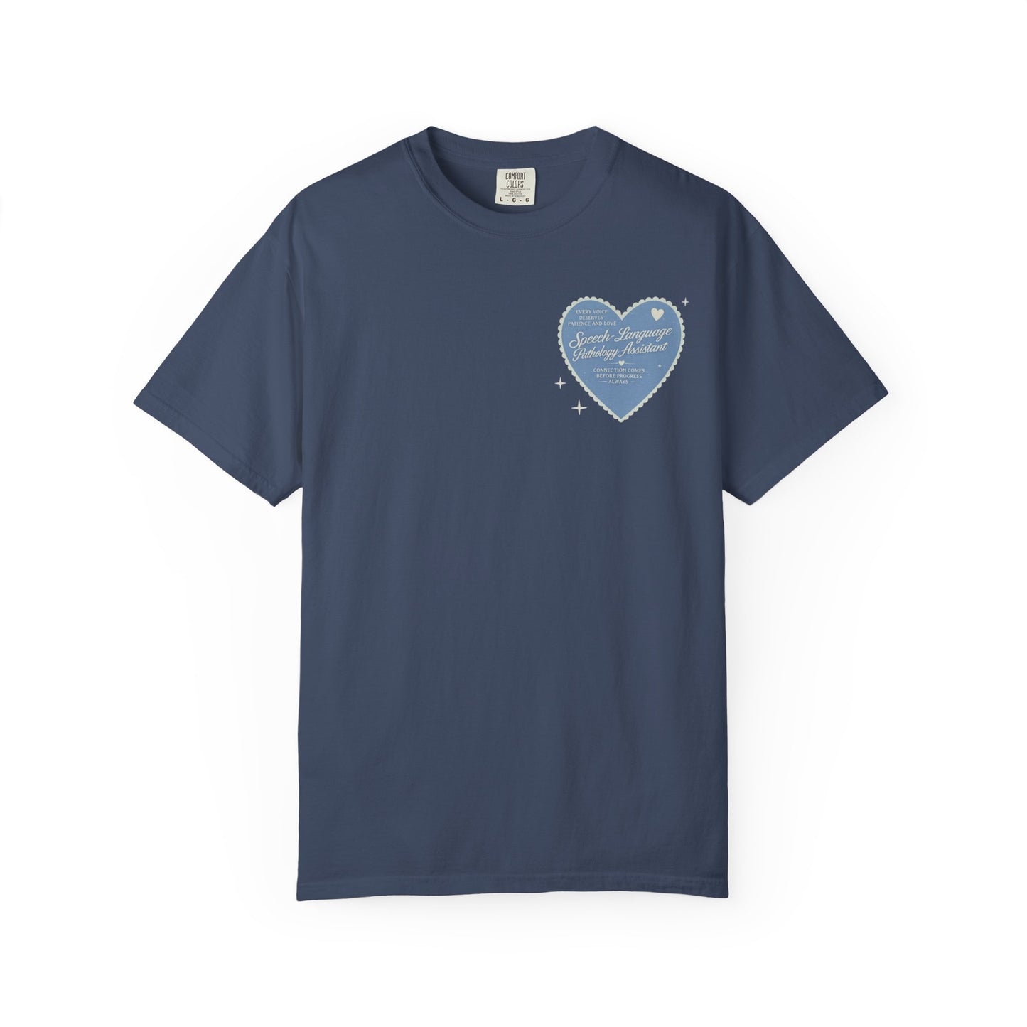 SLPA Heart Patch Comfort Colors T-Shirt | Front and Back Print