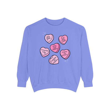 Candy Hearts Comfort Colors Sweatshirt