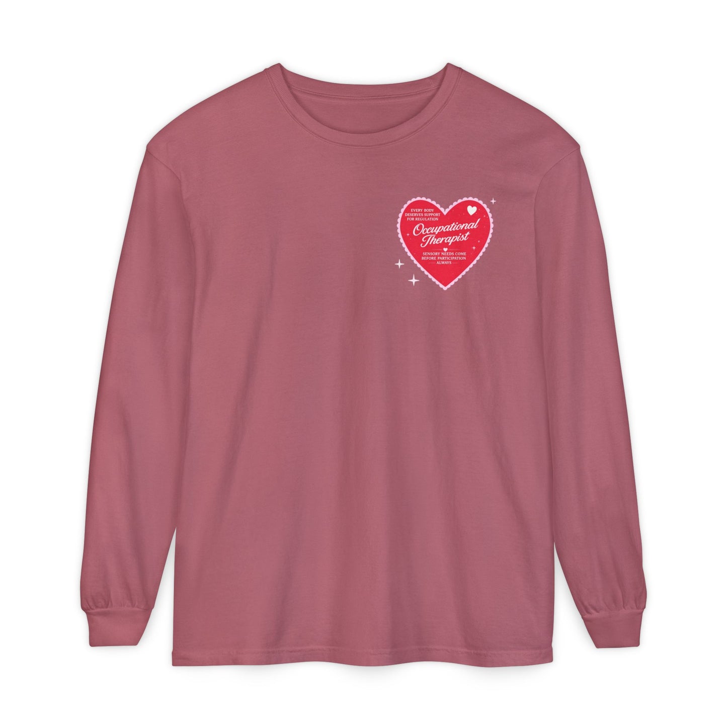 OT Heart Patch Long Sleeve T-Shirt | Front and Back Print