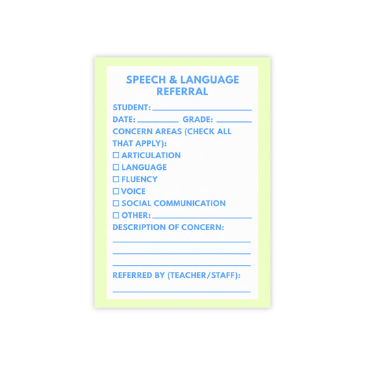 Speech & Language Referral Post-it® Note Pad | Green & Blue