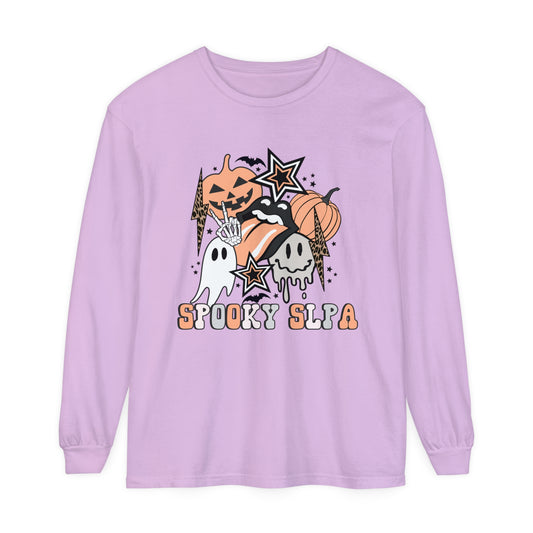 Spooky SLPA Retro Halloween Long Sleeve Comfort Colors T-Shirt