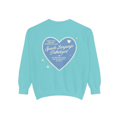 SLP Heart Patch Comfort Colors Sweatshirt | Front and Back Print