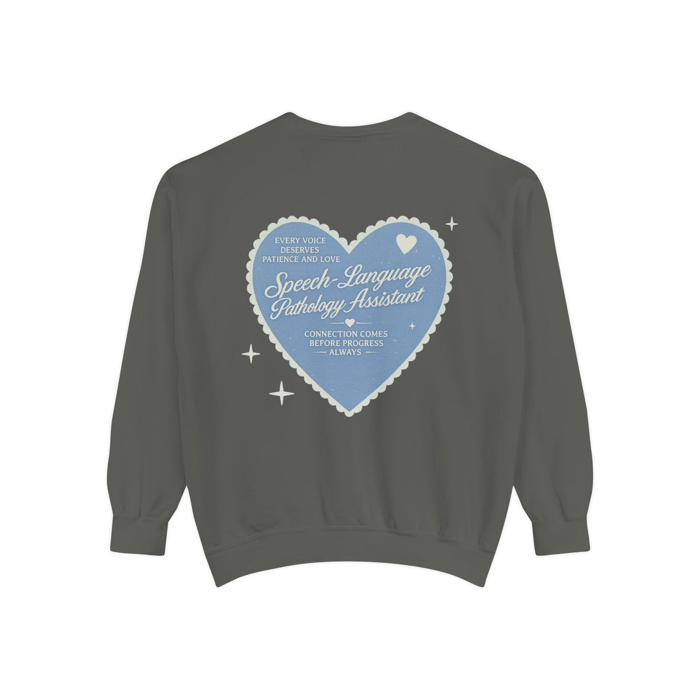 SLPA Heart Patch Comfort Colors Sweatshirt | Front and Back Print