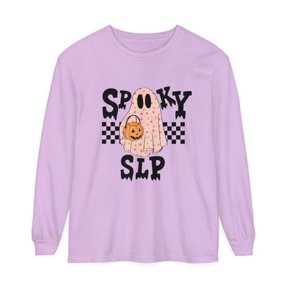 Spooky SLP Checkerboard Long Sleeve Comfort Colors T-Shirt