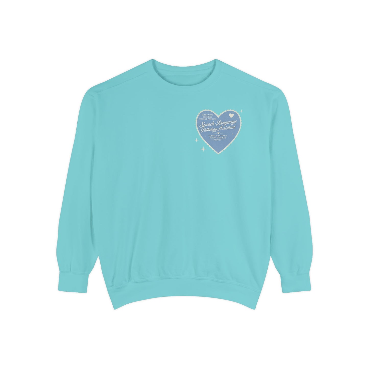 SLPA Heart Patch Comfort Colors Sweatshirt | Front and Back Print
