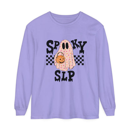 Spooky SLP Checkerboard Long Sleeve Comfort Colors T-Shirt