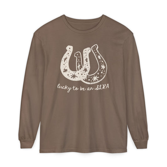 Lucky SLPA Horseshoe Long Sleeve Comfort Colors T-Shirt