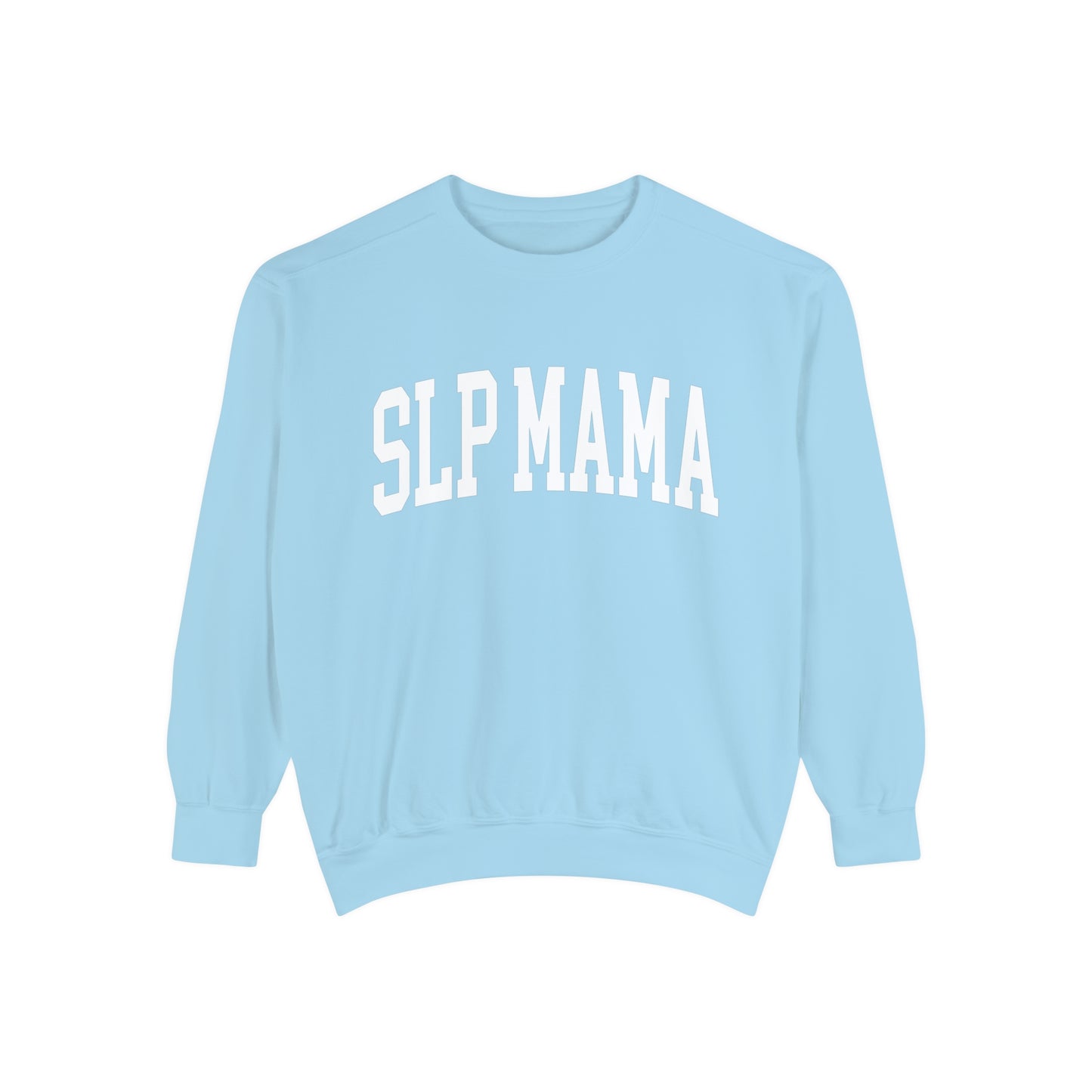 SLP Mama Collegiate Font Comfort Colors Sweatshirt
