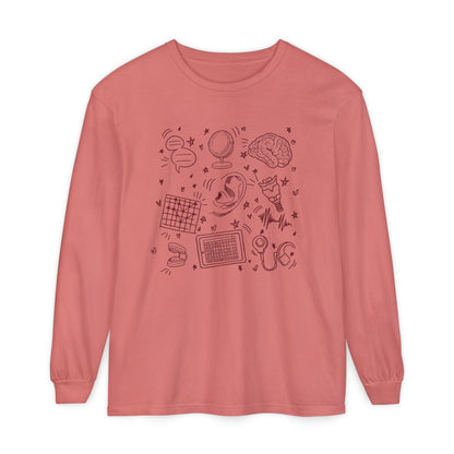 Speech & Hearing Doodles Long Sleeve Comfort Colors T-Shirt