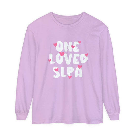 One Loved SLPA Hearts Long Sleeve Comfort Colors T-Shirt