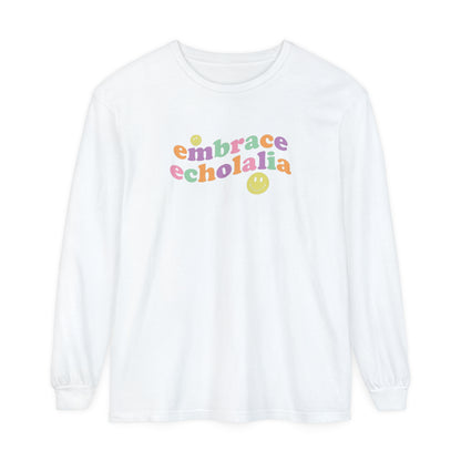 Embrace Echolalia Wavy Long Sleeve Comfort Colors T-Shirt