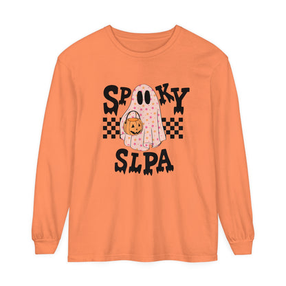 Spooky SLPA Checkerboard Long Sleeve Comfort Colors T-Shirt