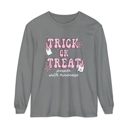 Trick or Treat People With Kindness Long Sleeve Comfort Colors T-Shirt
