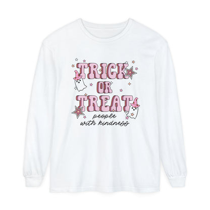 Trick or Treat People With Kindness Long Sleeve Comfort Colors T-Shirt