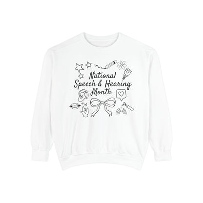 National Speech & Hearing Month Doodles Comfort Colors Sweatshirt