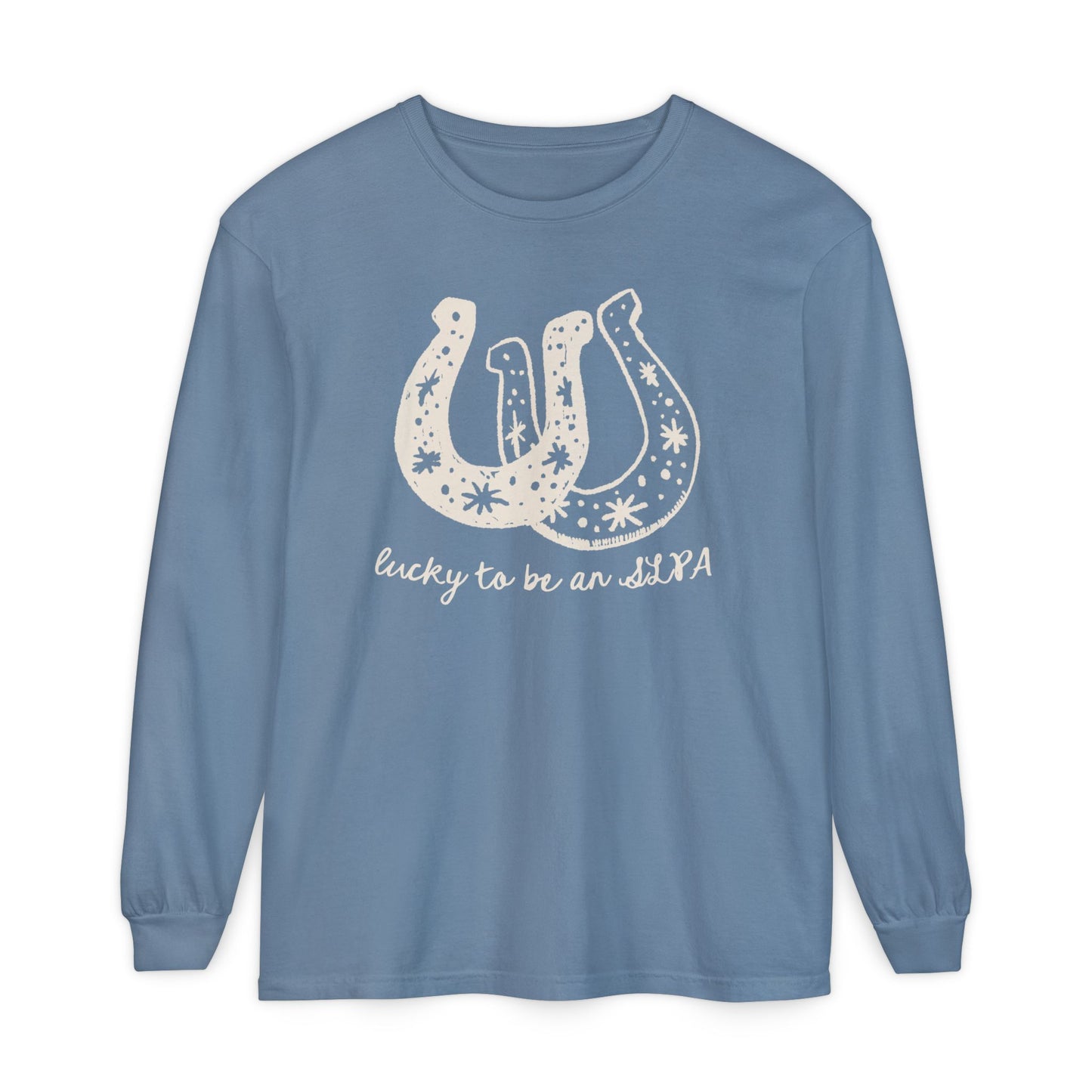 Lucky SLPA Horseshoe Long Sleeve Comfort Colors T-Shirt