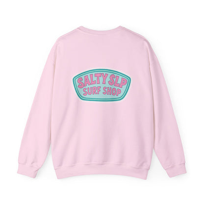 Salty SLP Surf Shop Crewneck Sweatshirt | Front and Back Print
