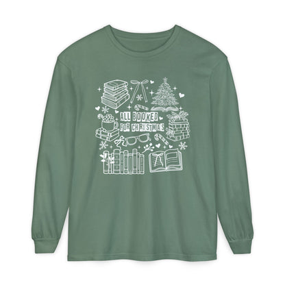 All Booked for Christmas Long Sleeve Comfort Colors T-Shirt