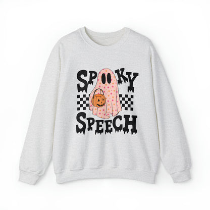 Spooky Speech Checkerboard Crewneck Sweatshirt