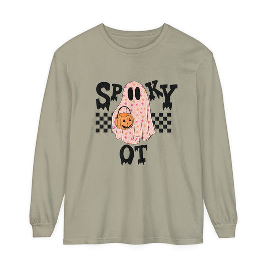 Spooky OT Checkerboard Long Sleeve Comfort Colors T-Shirt