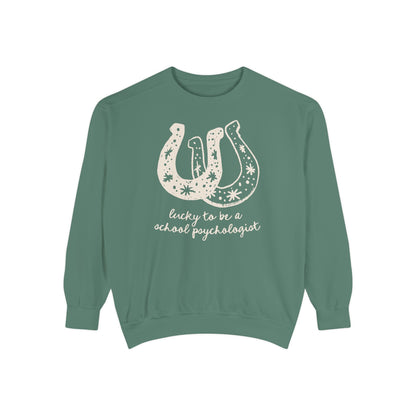 Lucky School Psychologist Horseshoe Comfort Colors Sweatshirt