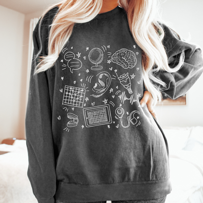 Speech & Hearing Doodles Comfort Colors Sweatshirt