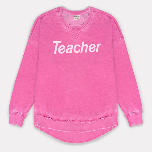 Pink Teacher Hi-Lo Crew