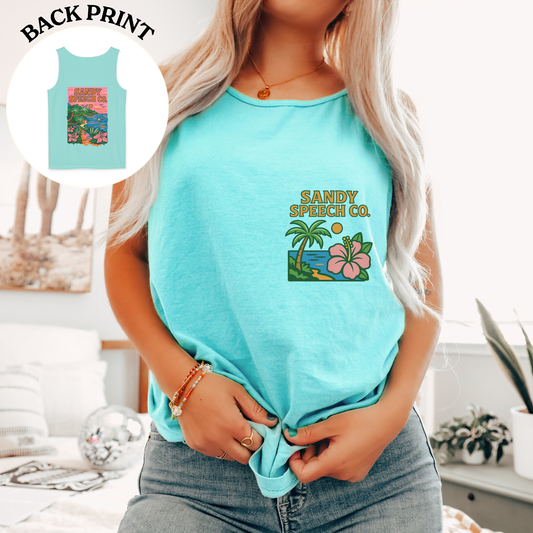 Sandy Speech Co. Comfort Colors Tank Top | Front and Back Print