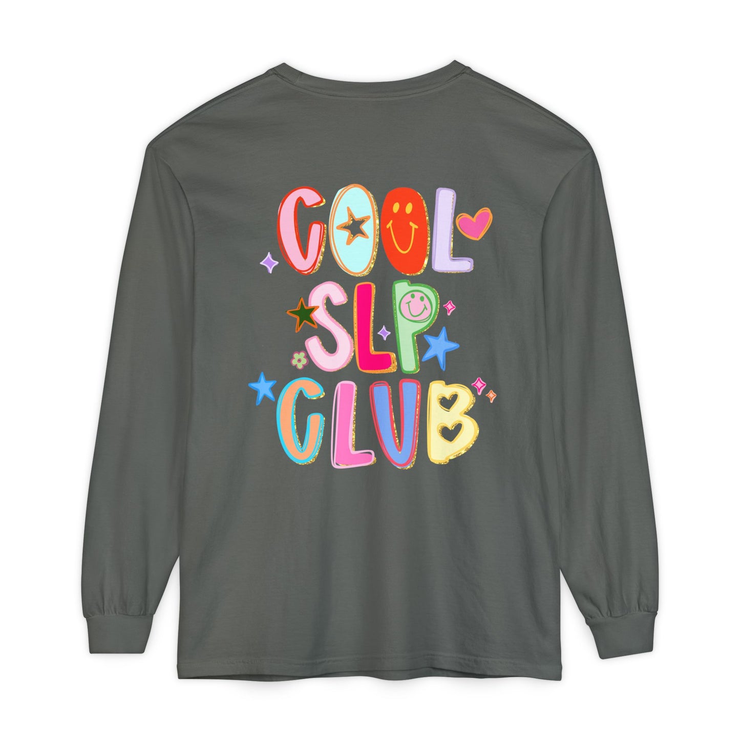 Personalized Cool SLP Club Long Sleeve Comfort Colors T-Shirt | Front and Back Print