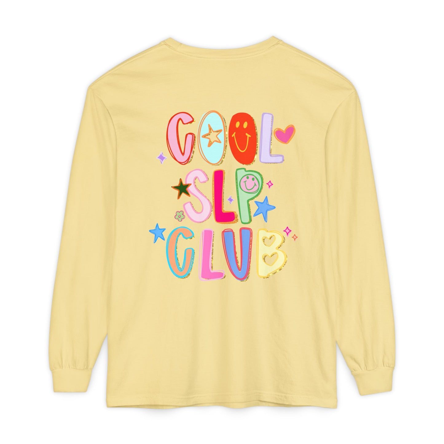 Personalized Cool SLP Club Long Sleeve Comfort Colors T-Shirt | Front and Back Print