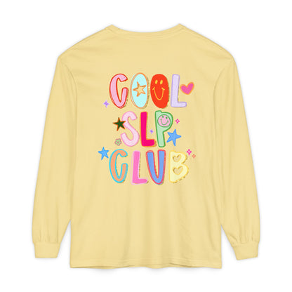 Personalized Cool SLP Club Long Sleeve Comfort Colors T-Shirt | Front and Back Print