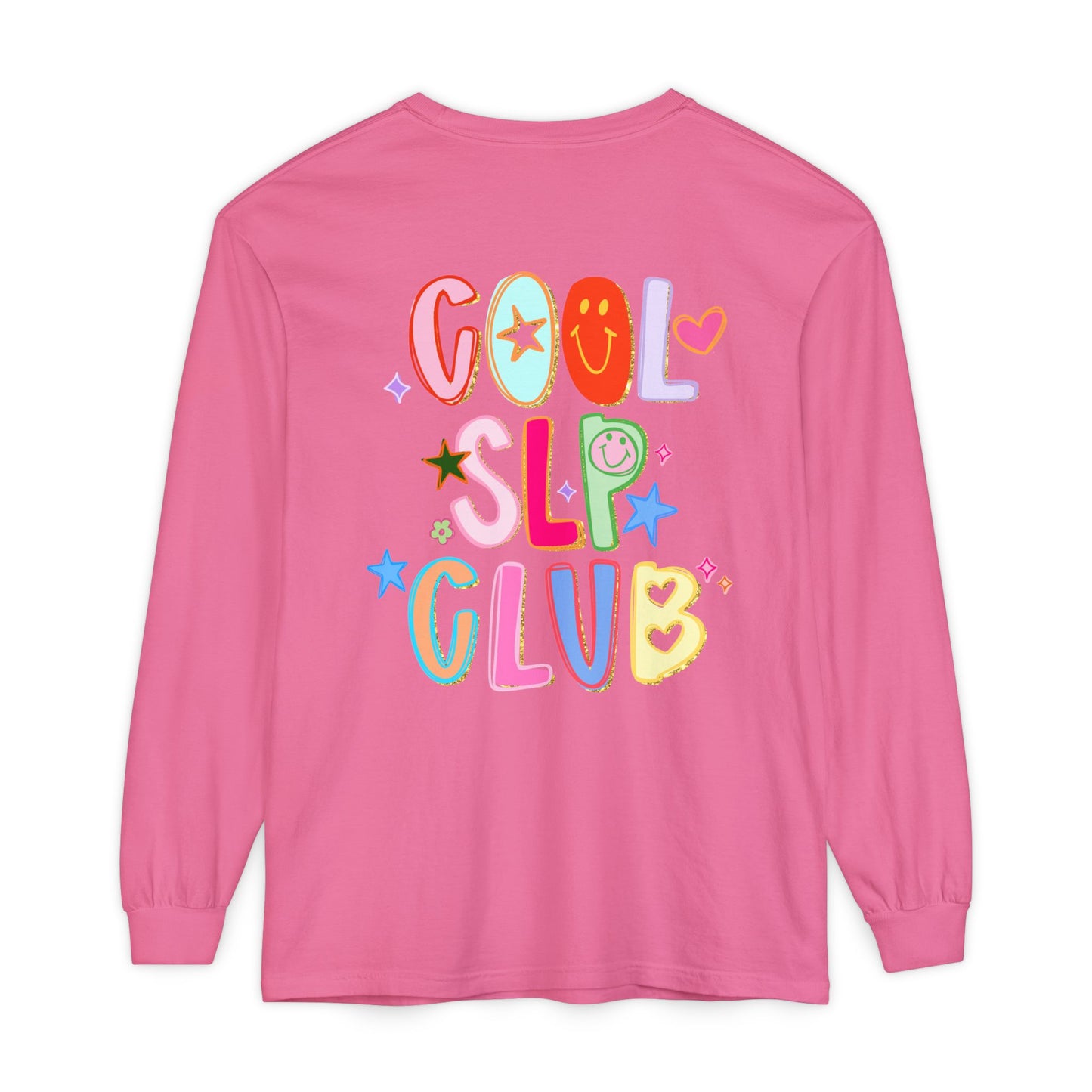 Personalized Cool SLP Club Long Sleeve Comfort Colors T-Shirt | Front and Back Print