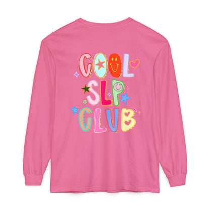 Personalized Cool SLP Club Long Sleeve Comfort Colors T-Shirt | Front and Back Print