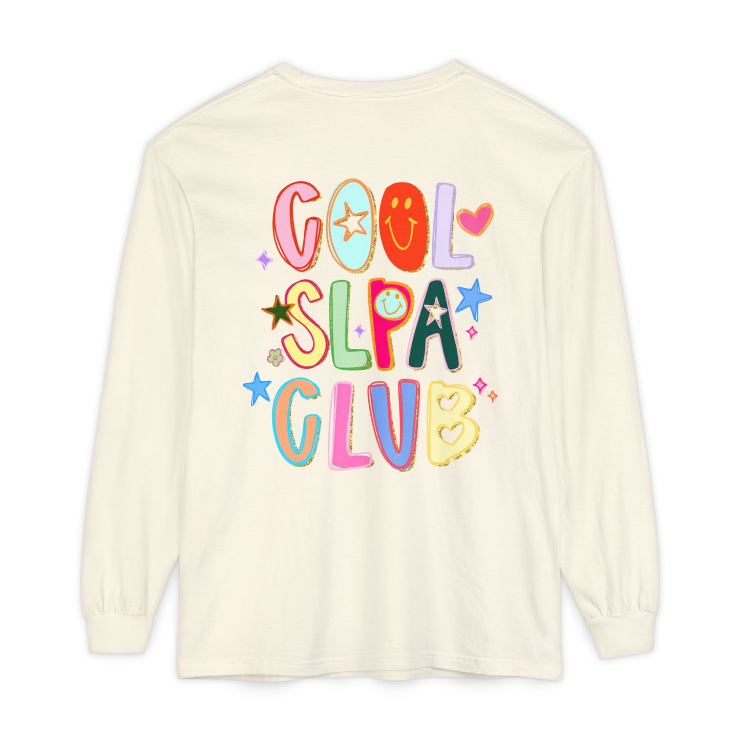 Personalized Cool SLPA Club Long Sleeve Comfort Colors T-Shirt | Left Chest and Back Print
