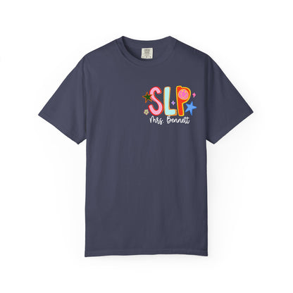 Personalized Cool SLP Club Comfort Colors T-Shirt | Left Chest and Back Print