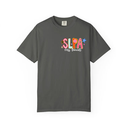 Personalized Cool SLPA Club Comfort Colors T-Shirt | Left Chest and Back Print