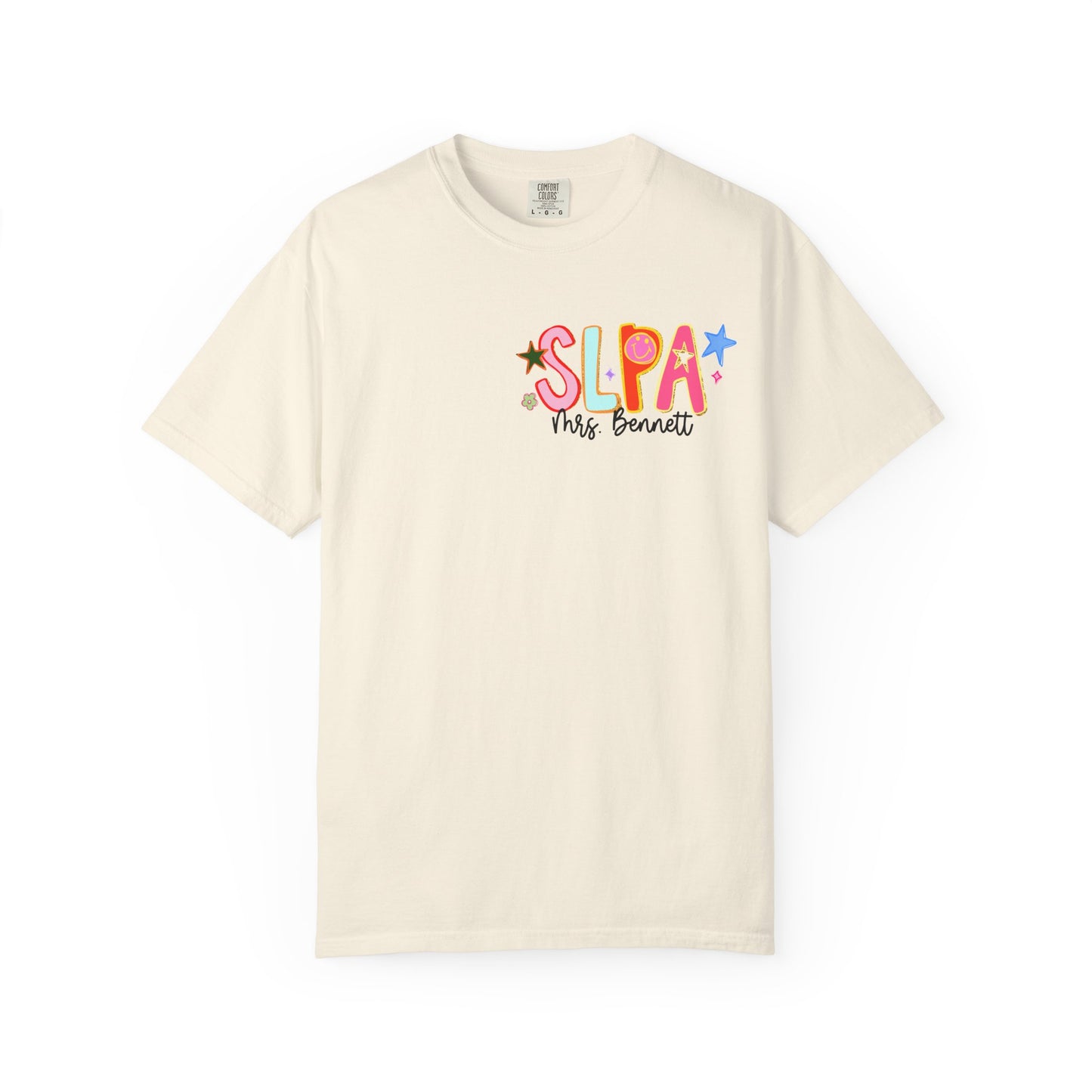 Personalized Cool SLPA Club Comfort Colors T-Shirt | Left Chest and Back Print