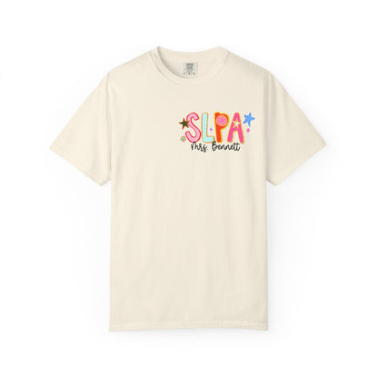 Personalized Cool SLPA Club Comfort Colors T-Shirt | Left Chest and Back Print