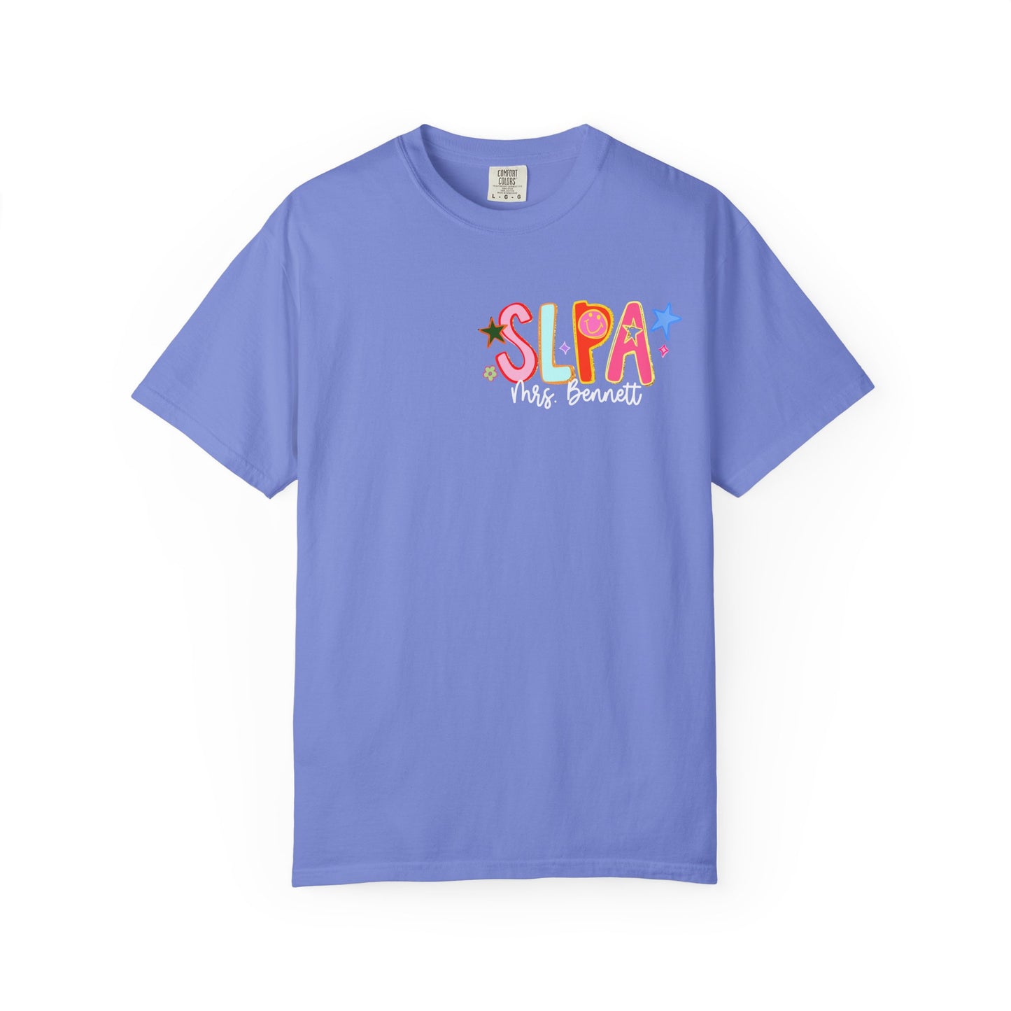 Personalized Cool SLPA Club Comfort Colors T-Shirt | Left Chest and Back Print