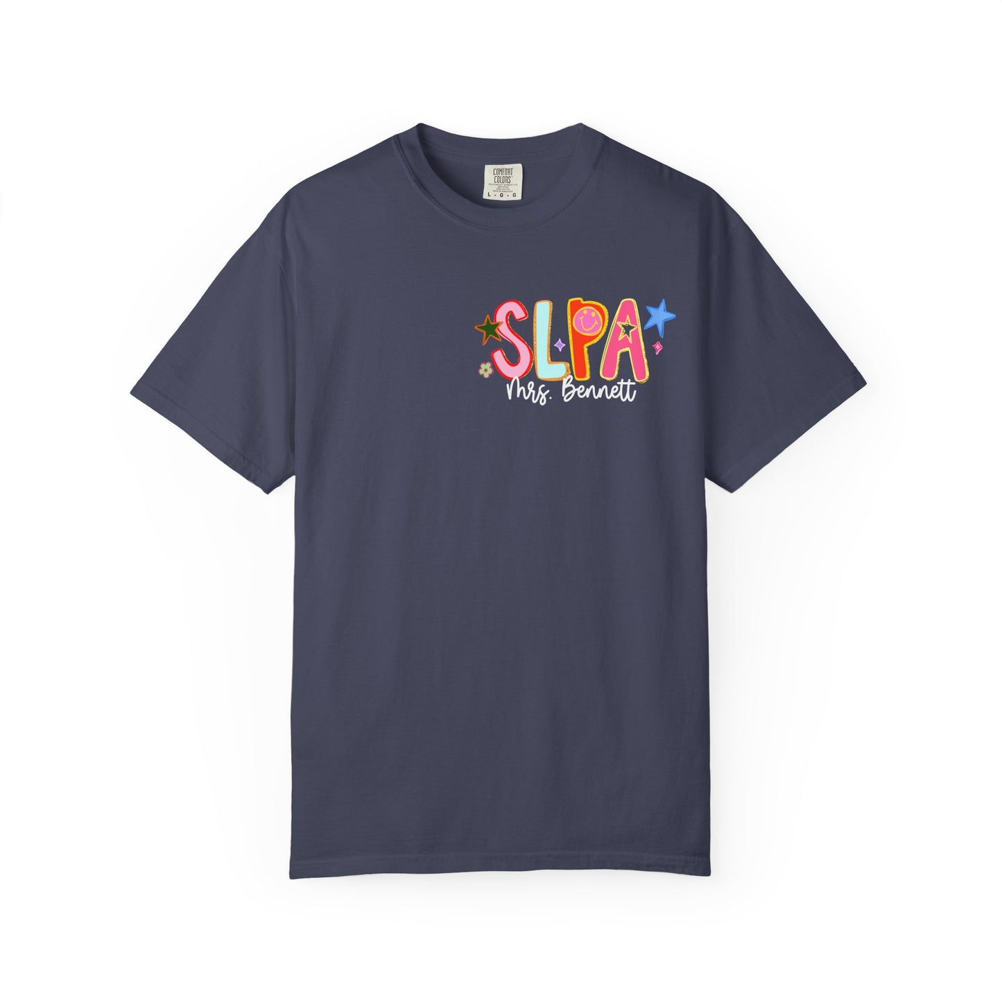 Personalized Cool SLPA Club Comfort Colors T-Shirt | Left Chest and Back Print